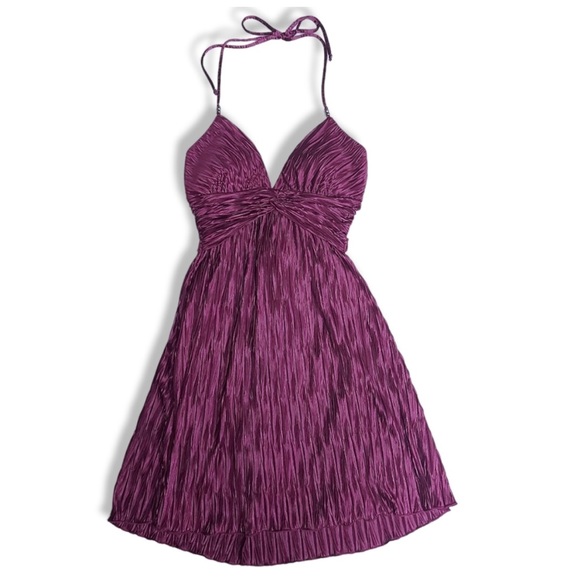 Burgundy/Wine Mini Halter Dress - Picture 2 of 4